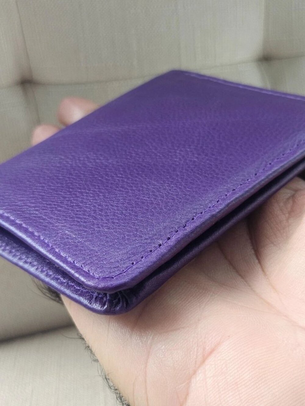 Purple Wallet Genuine Leather Bifold Cardhodler Handmade Purse Billfold New